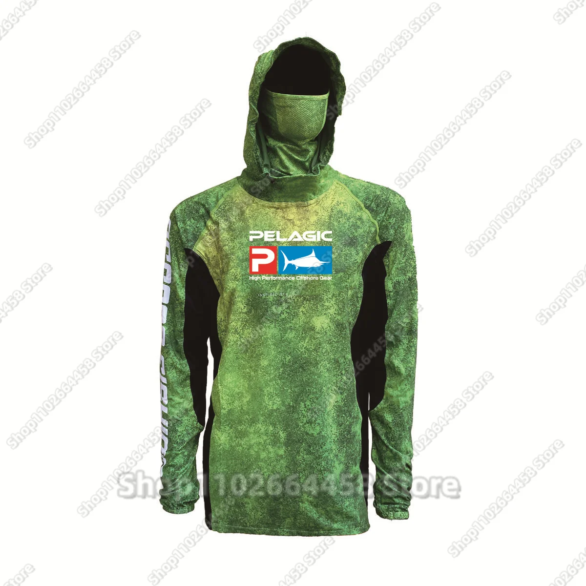 

Pelagic Fishing Shirts Men Mask Long Sleeve Fishing Shirts Outdoor UV Protection UPF 50+ Performance Hooded Fishing Clothing
