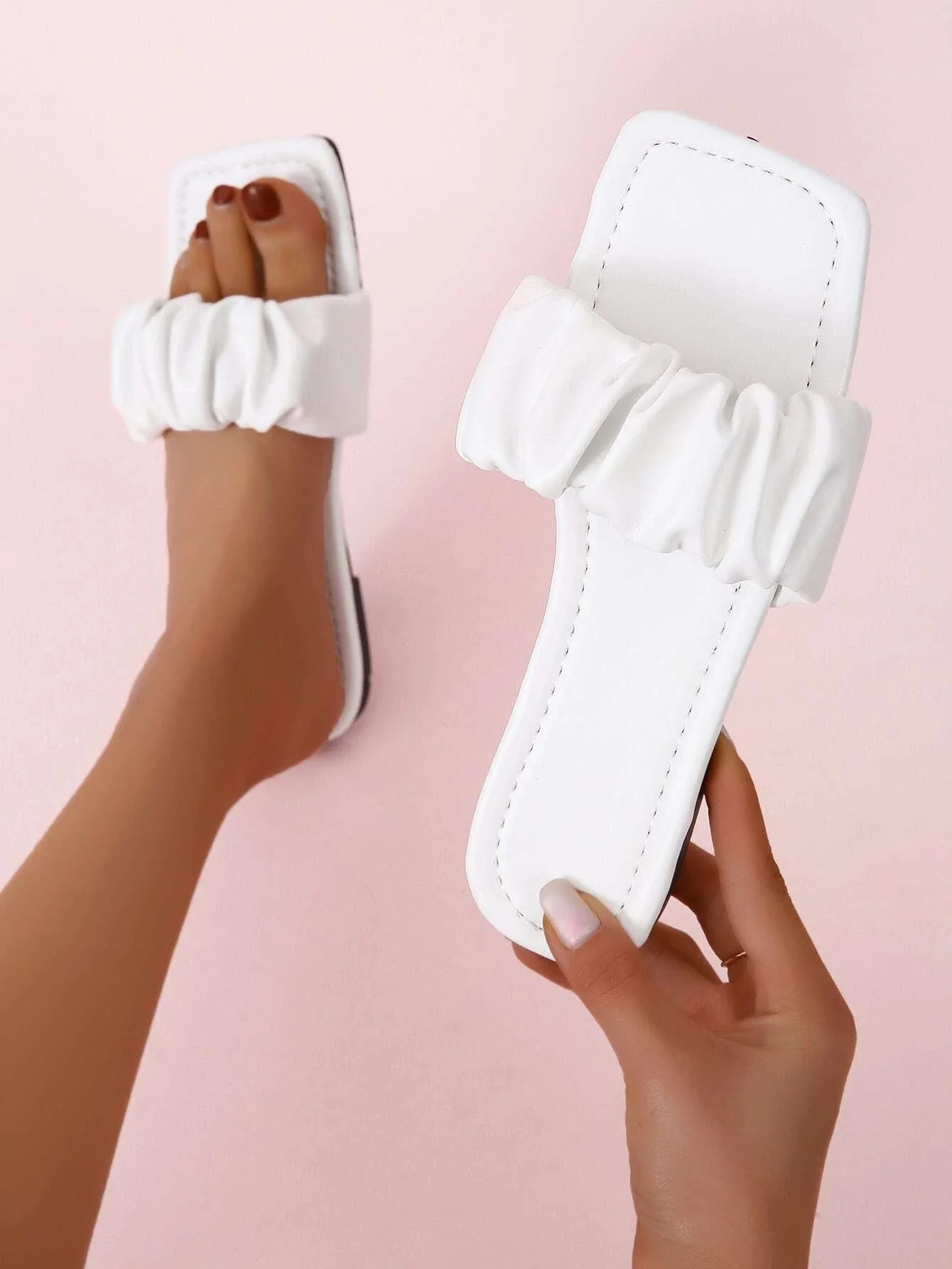 

Ruched Slide Sandals