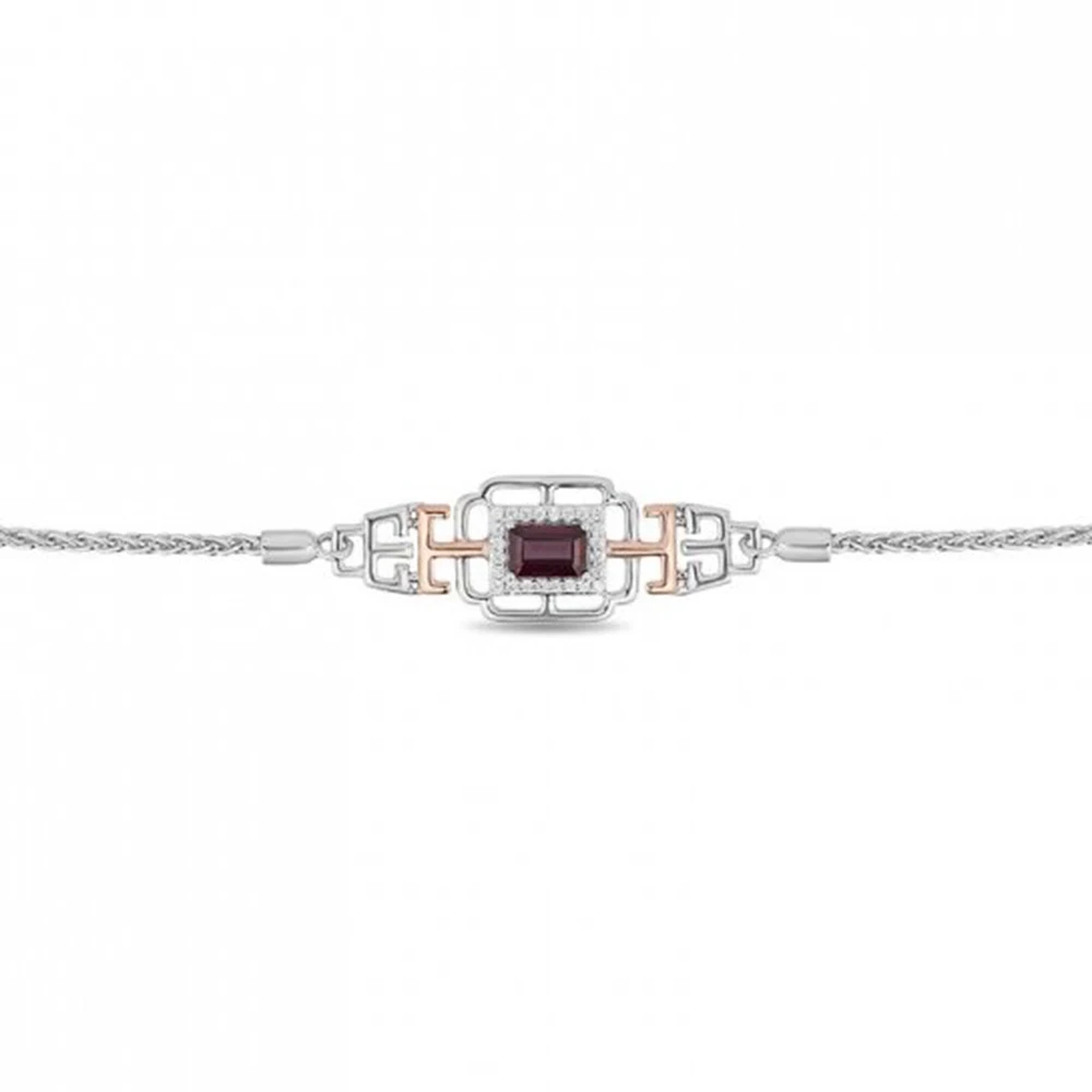 Женский браслет из розового золота с гранатом и бриллиантами HESHI