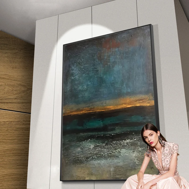 

Настенная картина с абстрактным изображением синего пейзажа в скандинавском стиле, Современная Минималистичная картина для галереи, спаль...