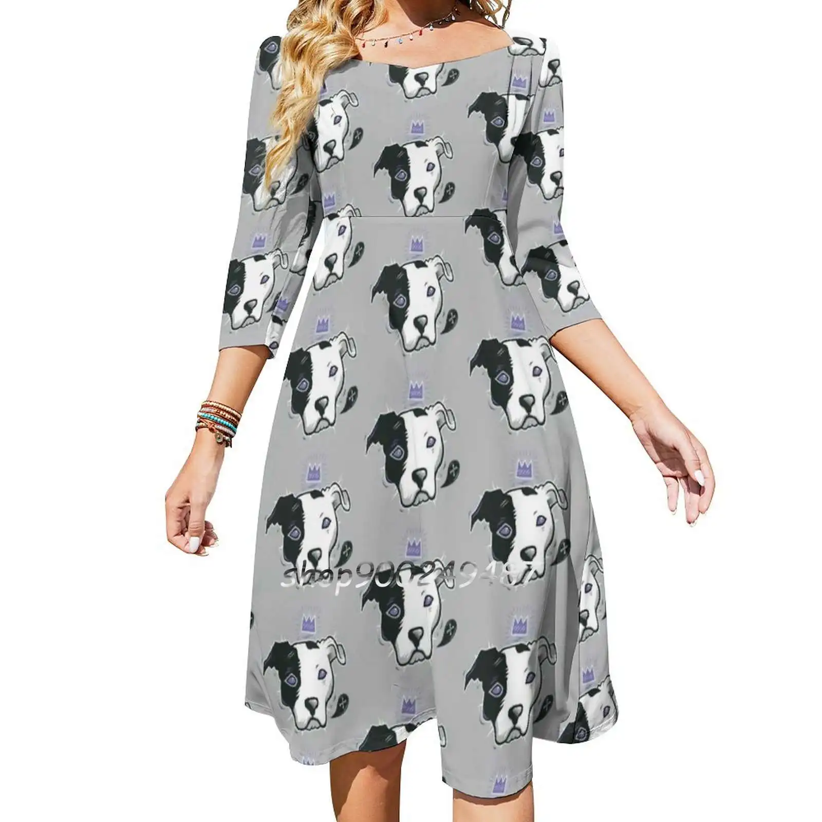 

Pitbull King Evening Party Dresses Midi Sexy Dress Female Sweet One Piece Dress Korean Pitbull Dog Dogs Animals Pitbulls King