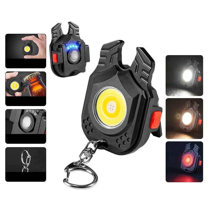 

Mini Camping Light LED Flashlight Lantern USB Charging COB Keychain Work Light Floodlight with Strong Magnet Waterproof