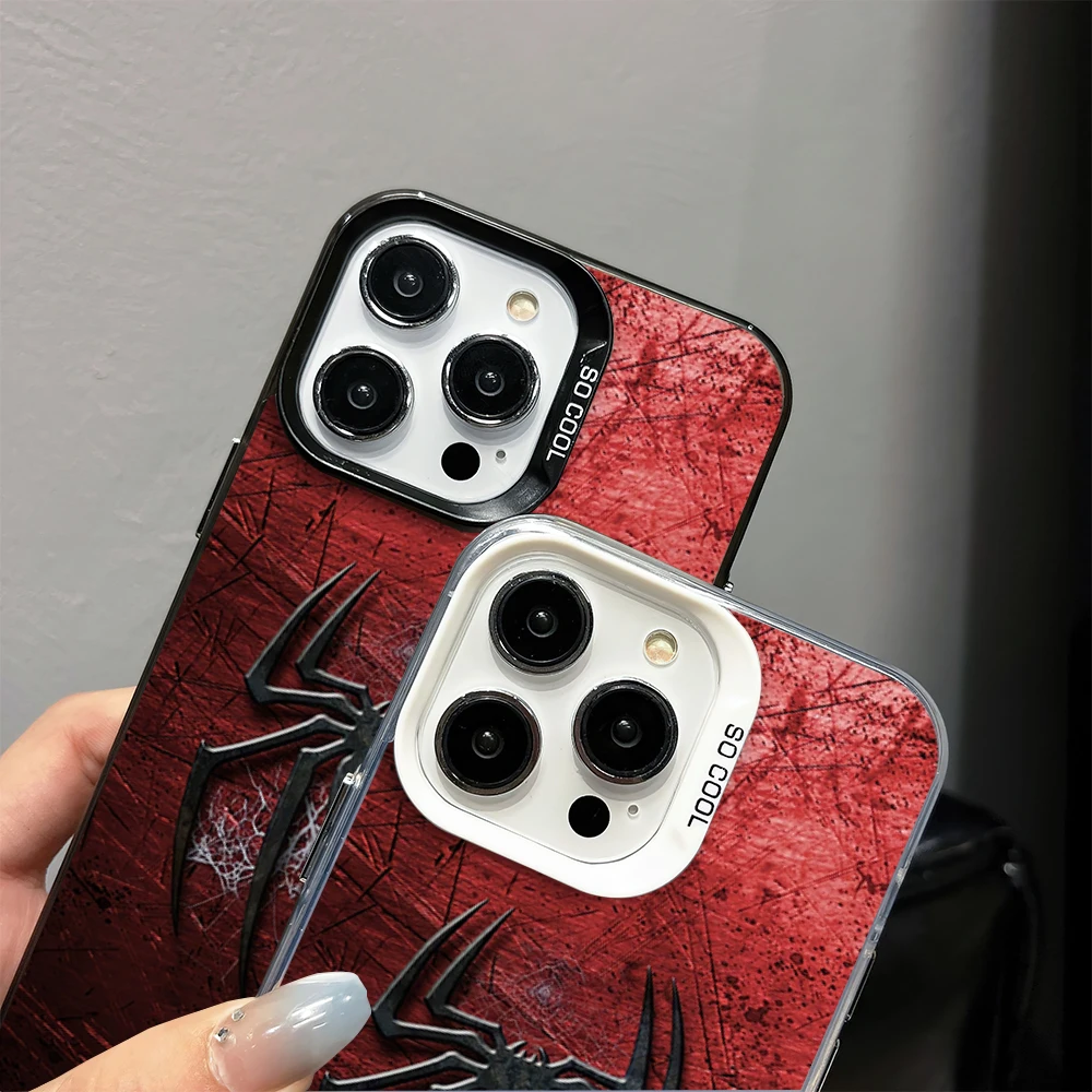 Крутой чехол для телефона MINISO S-Spider M-Man iPhone 16 12 13 14 15 11 Max Pro Plus цветной корпус Laser IMD