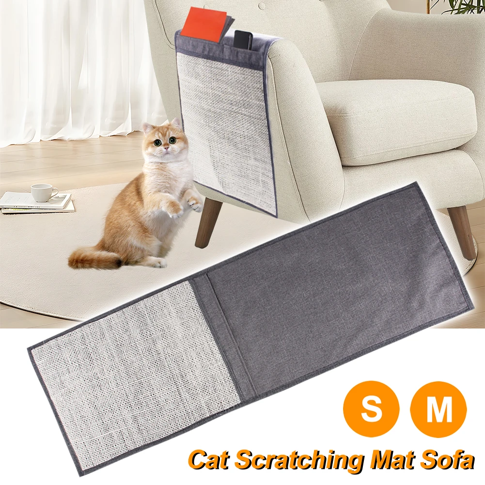 

Cat Scratching Mat Sofa Protector With 2 Pockets Natural Sisal Cat Scratcher Couch Armrest Cover Easy Installation Scratch Pad