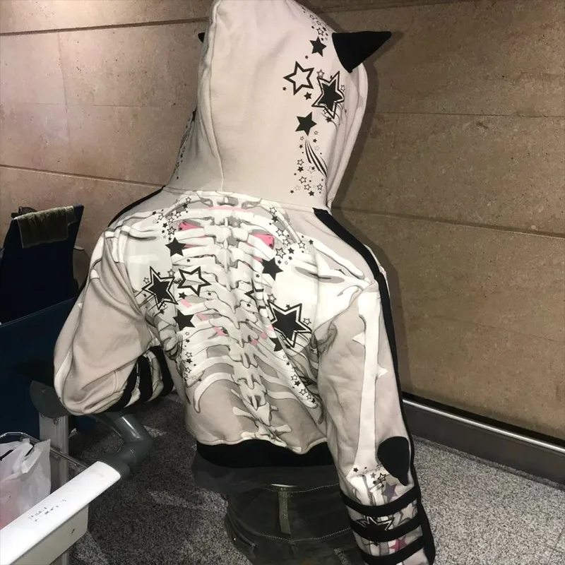 Karrram японская куртка с принтом аниме Y2k готическая темными рогами дьявола верхняя