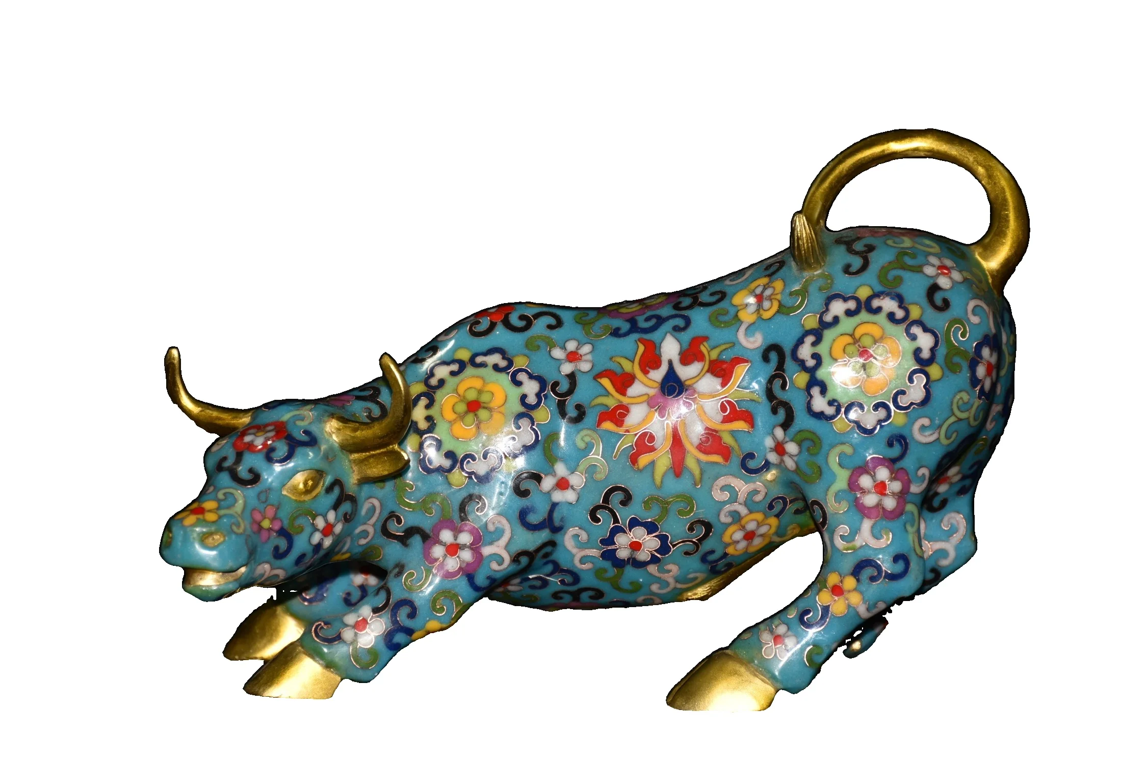 

LAOJUNLU Sterling Copper Cloisonne Filigree Wall Street Bullfighting Ornament Style 911 Chinese Traditional Style Antiques