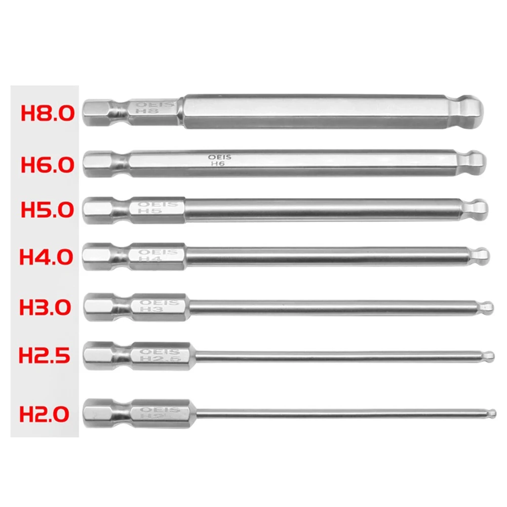 

7 Pcs Ball End Hex Screwdriver Bits Metric Hex Bit 100mm Long Magnetic Driver Bit For Electric Screwdriver Tools Accessories
