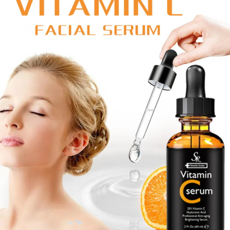 

60ml Vitamin C Facial Serum Whitening Brightening Moisturizing Improve Roughness Lighten Spots Hyaluronic Acid Facial Essence