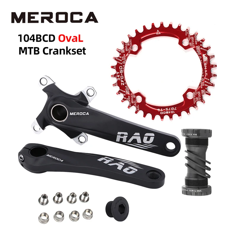 MEROCA mountain bike chainring 104BCD positive and negative tooth disc/elliptical disc sprocket 32/34/36/38T 170mm bicycle crank