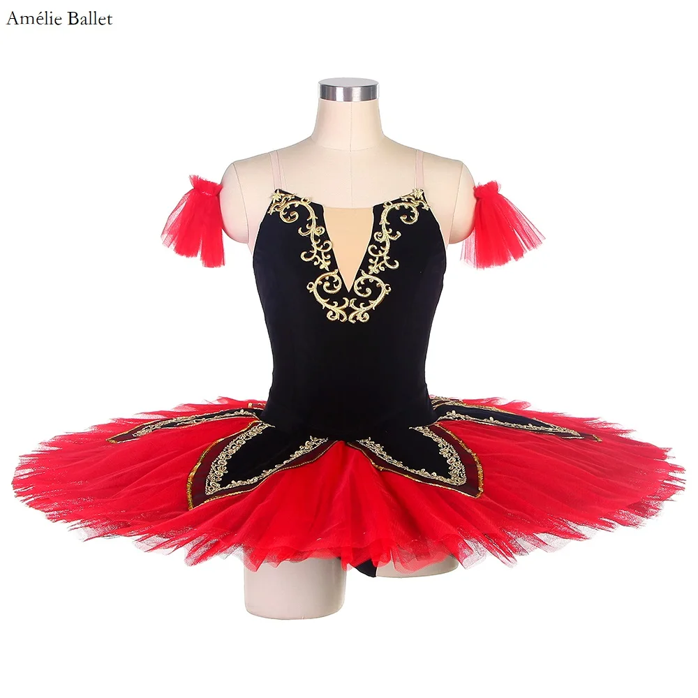 

BLL431 Black Velvet Bodice with Red Tulle Tutu Pre-Professional Ballet Tutu Adult & Girls Ballerina Dance Dress Classical Tutus