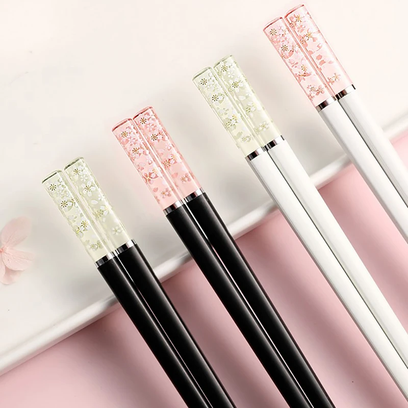 

Amber Sakura Japanese Chopsticks Antibacterial Anti-slip High Temperature Resistant Reusable for Sushi Food ChopsticksTableware