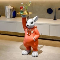 home decor rabbit large floor ornament decoration handmade animal resin decoration home tray sculptures and statues side table