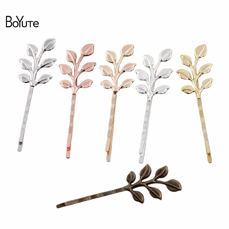 

BoYuTe (50 Pieces/Lot) Metal Brass Leaf Hairpins Vintage Style Hair Clip Diy Jewelry Accessories