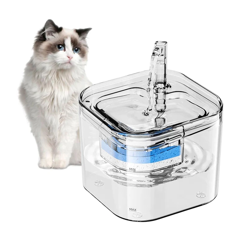 

2.2L Cat Water Fountain Filter Automatic Sensor Drinker Machine For Puppy Kitten Transparent Smart Dog Dispenser Pet Supplies