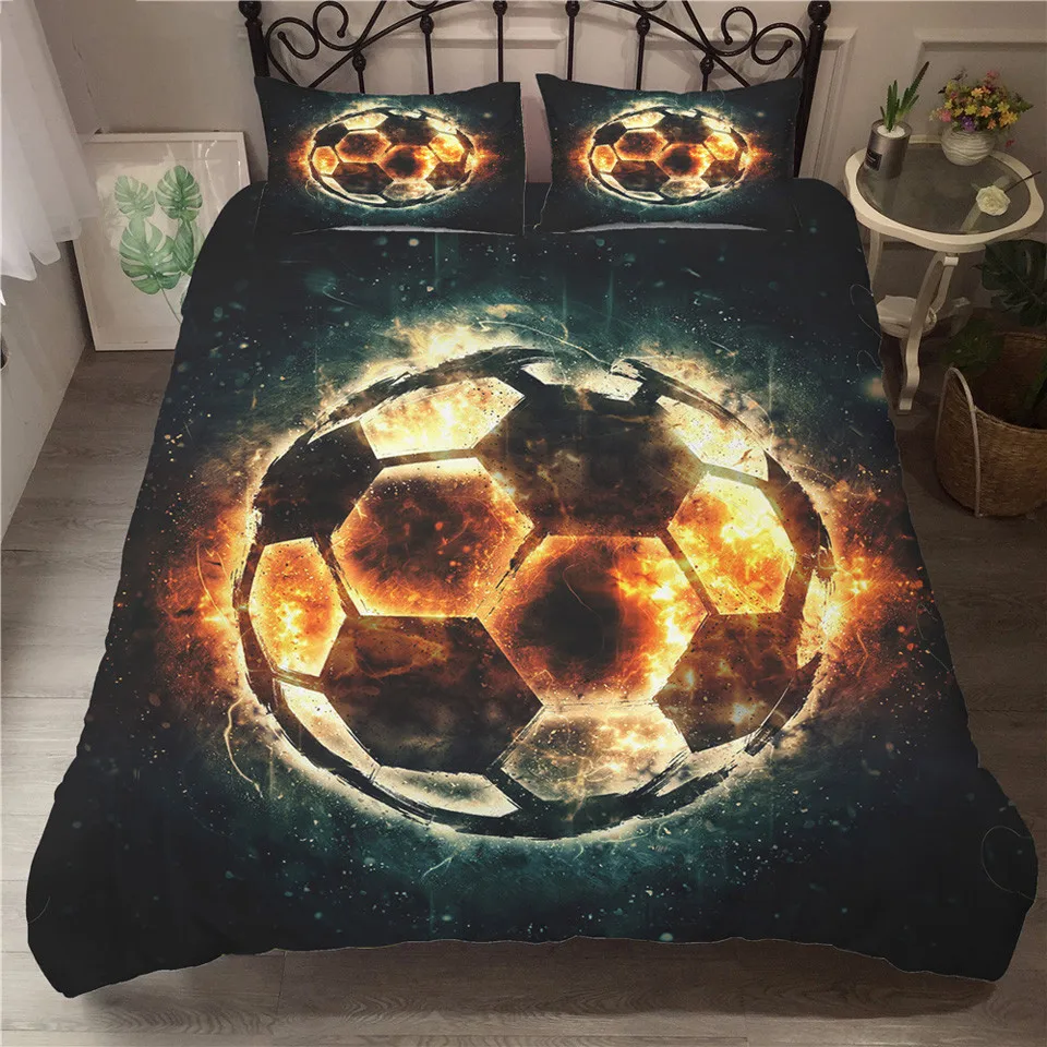 

Football Print Duvet Cover Quilt Cover with Pillowcase Soccer Duvet Covers Home Decor Queen King Size Sport Theme Quilt Cover