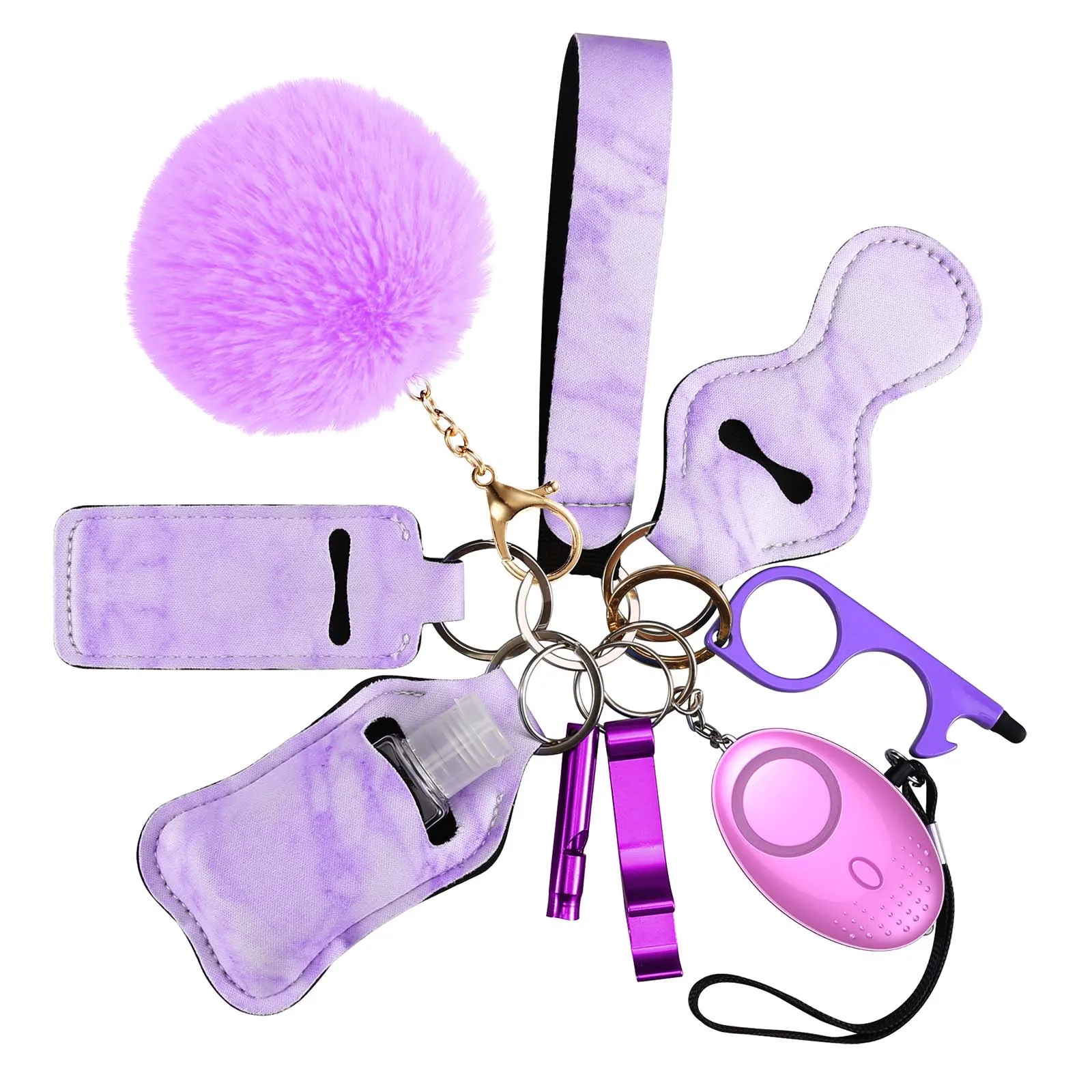 

10 In 1 Alarm Personal Keychain Set Self Defense Alarm Keychain Security Self Protection Security Alarm Key Ring For Kid Girls
