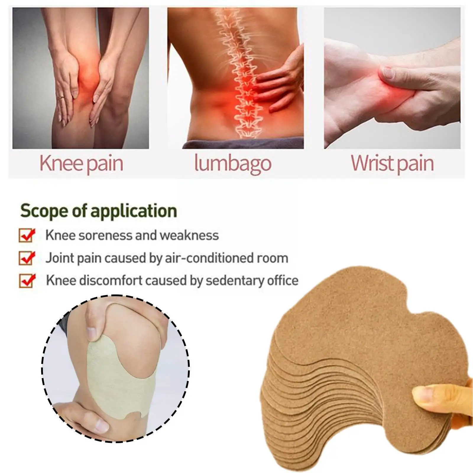 

10/20/30pcs Wormwood Knee And Lumbar Joint Patch Knee Sticker Protection Body Reduce Care Pain Patch Relief Patch Cold Arte S2U7