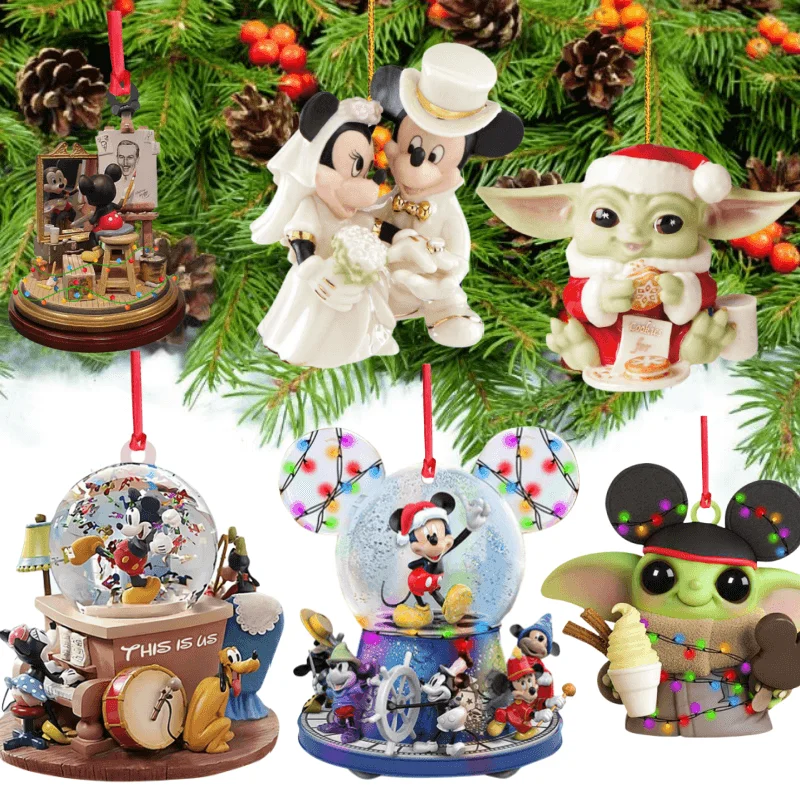 

2d Disney Gure Mickey Minnie Mouse Xmas Tree Decoration Hanging Ornament Home Christmas Party Decor Children Christmas Gift Toys