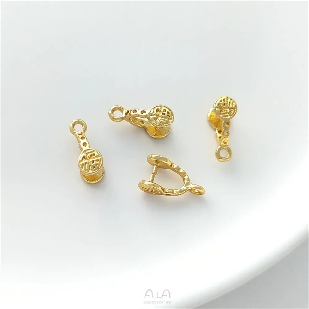 Фото Медная застежка-карабин с позолотой 18K, в форме семени дыни Фузи, для кулонов из нефрита, ручной работы, для самостоятельного изготовления украшений, C065 №4