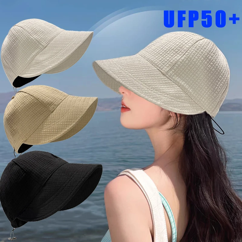 Летняя хлопковая моющаяся вафельная Джинсовая Шляпа в рыбацком стиле модная Панама с защитой от солнца и защитой UV5 украшенная головной убор для женщин и мужчин, Корея