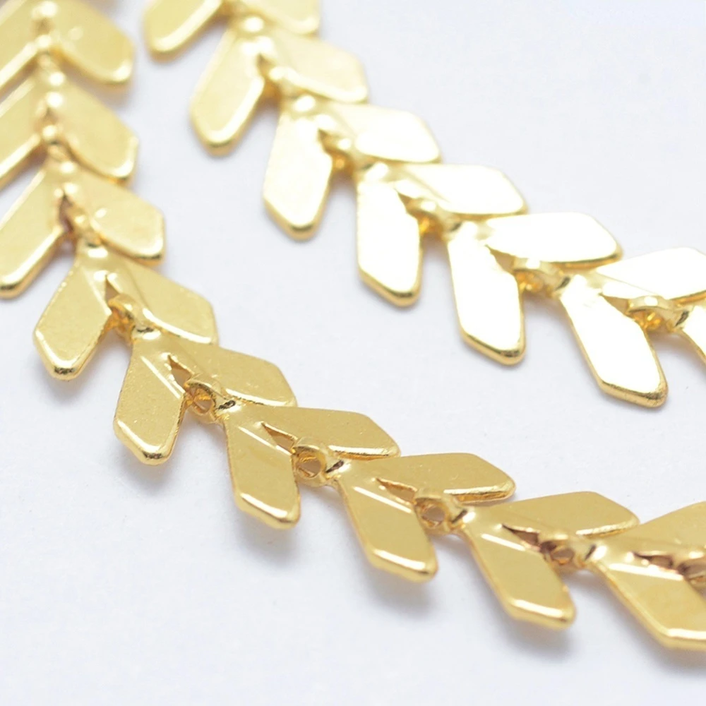 

1m Brass Handmade Chains Cobs Chains Unwelded Long-Lasting Plated Leaf Real 18K Gold Plated 6.5x6x0.5mm