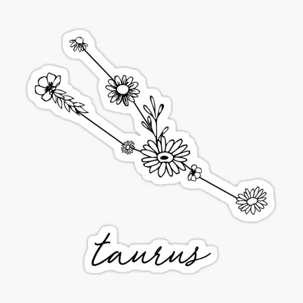 

Taurus Zodiac Wildflower Constellation 5PCS Stickers for Anime Water Bottles Decorations Art Wall Laptop Room Background Home
