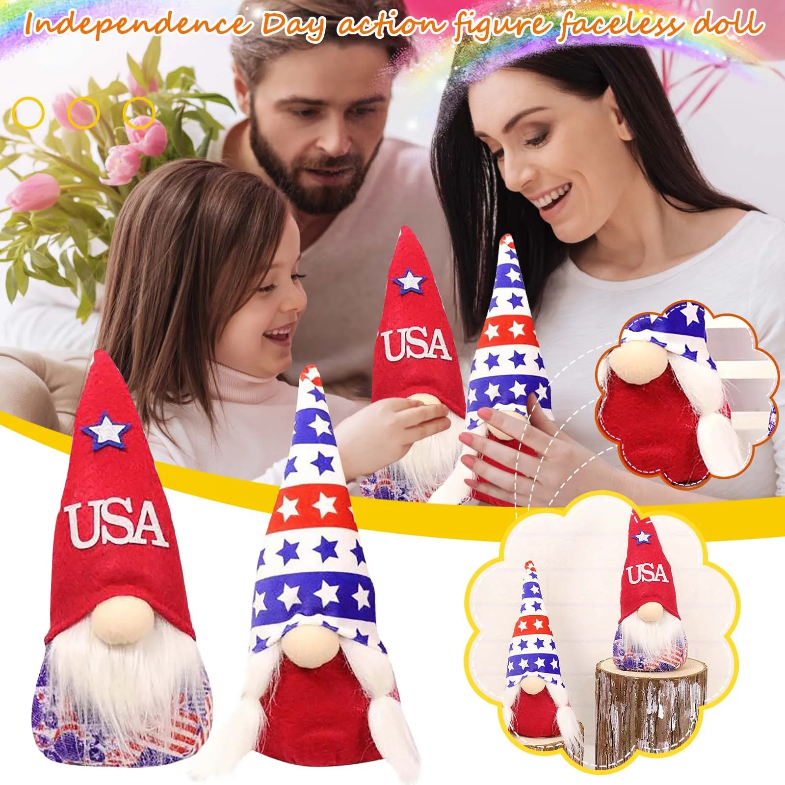 

Decorator Faceless Dwarf Doll Old Fores Independence Five-star Man Day Decorator Plush toy Maggot Toy Animal Plush Eyes