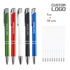 1 ручка + 10 стержней Лазерная Гравировка значок металлическая шариковая ручка деловая реклама подпись в офисе ручка школьная ученическая письменная ручка