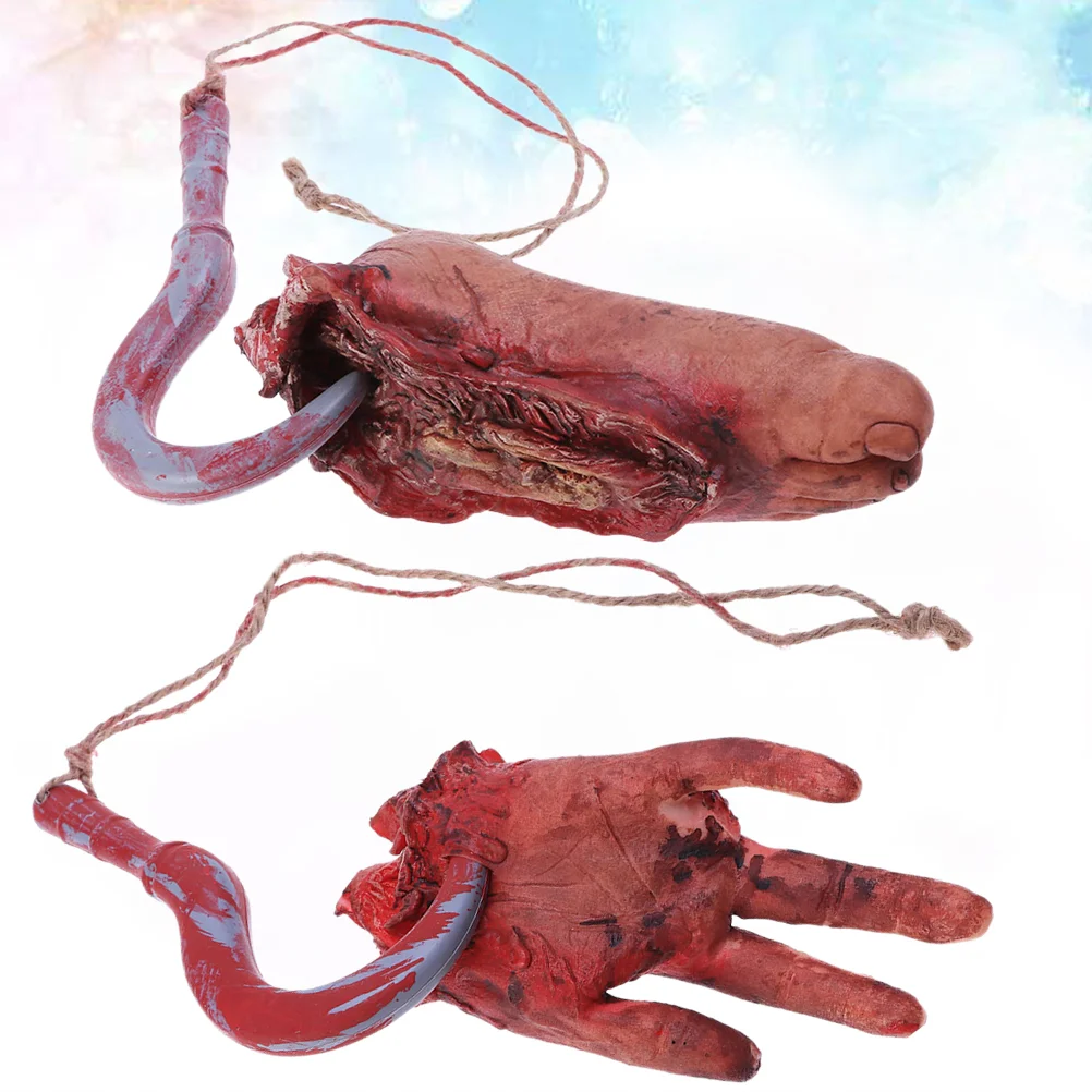 

2PCS Chopped Human Parts Set Terror Props Broken Hand Broken Foot for Halloween (Skin Color)