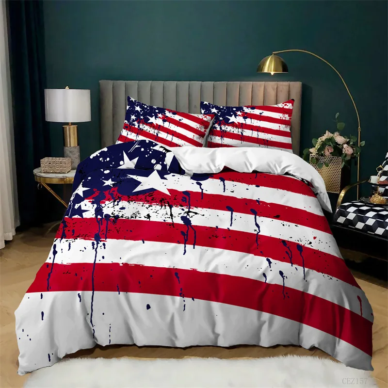

National Flag Bedding Set King Queen Size Microfiber United States Flag 3D Print Duvet Cover With Pillowcases Bedroom Decorative