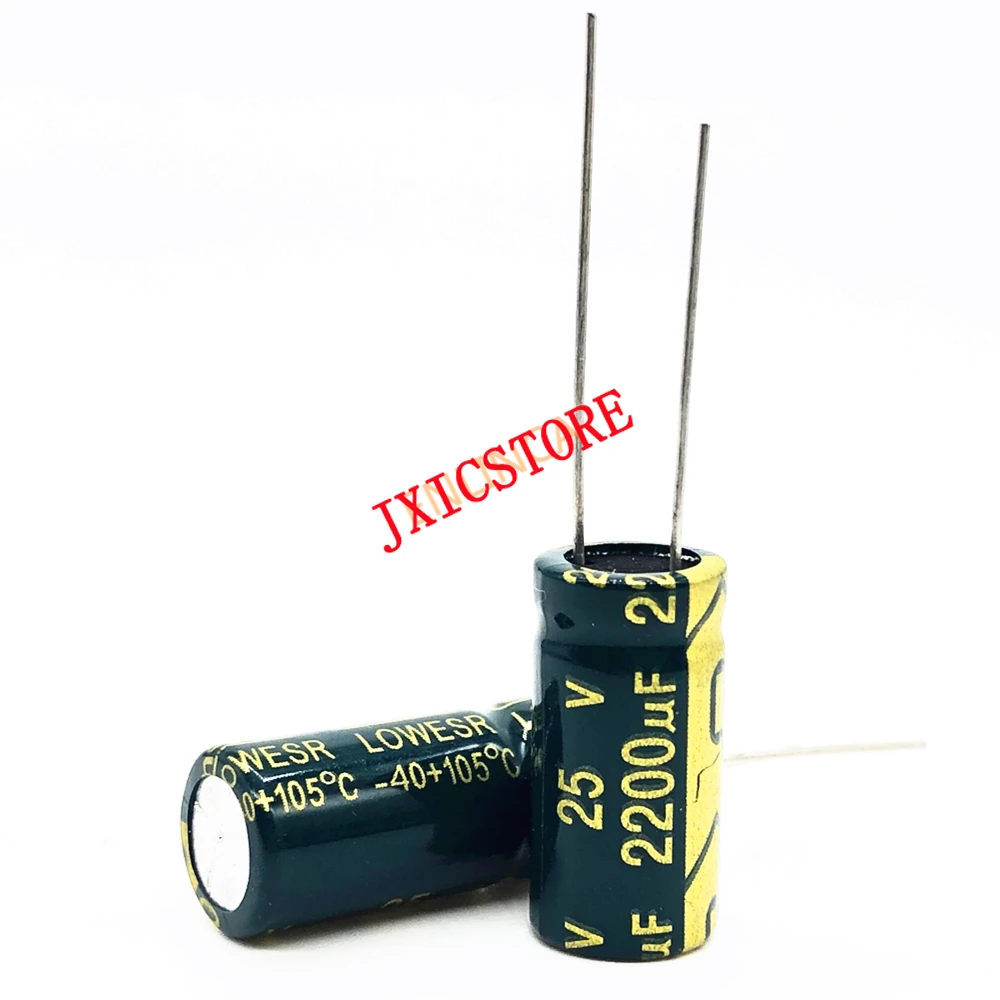 

10 шт./партия, высокочастотный низкоимпедансный алюминиевый электролитический конденсатор, 25 в, 2200 мкФ, 10*20 мм, 2200 мкФ, 25 в, 25 в, 20% мкФ