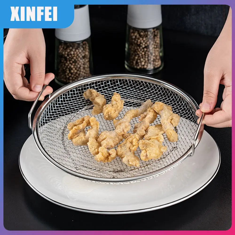 

201 Stainless Steel Large Grid Design French Fries Net Rack Binaural Design Il Residue Filter Net High Temperature Resistance