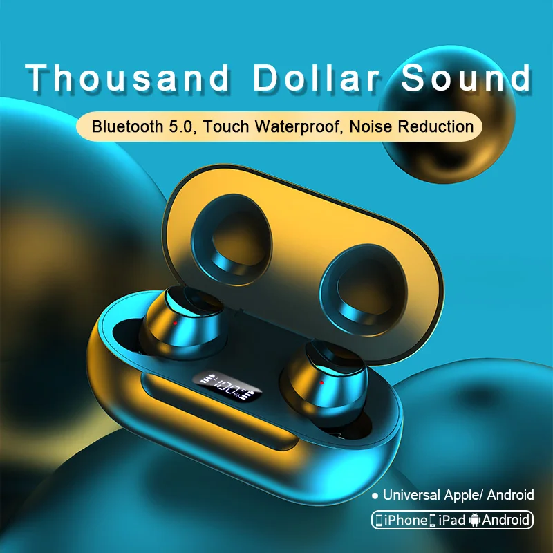 

LED Bluetooth Wireless Earphones Headphones Earbuds TWS Touch Control Sport Headset Noise Cancel for ios Android Samsung -028