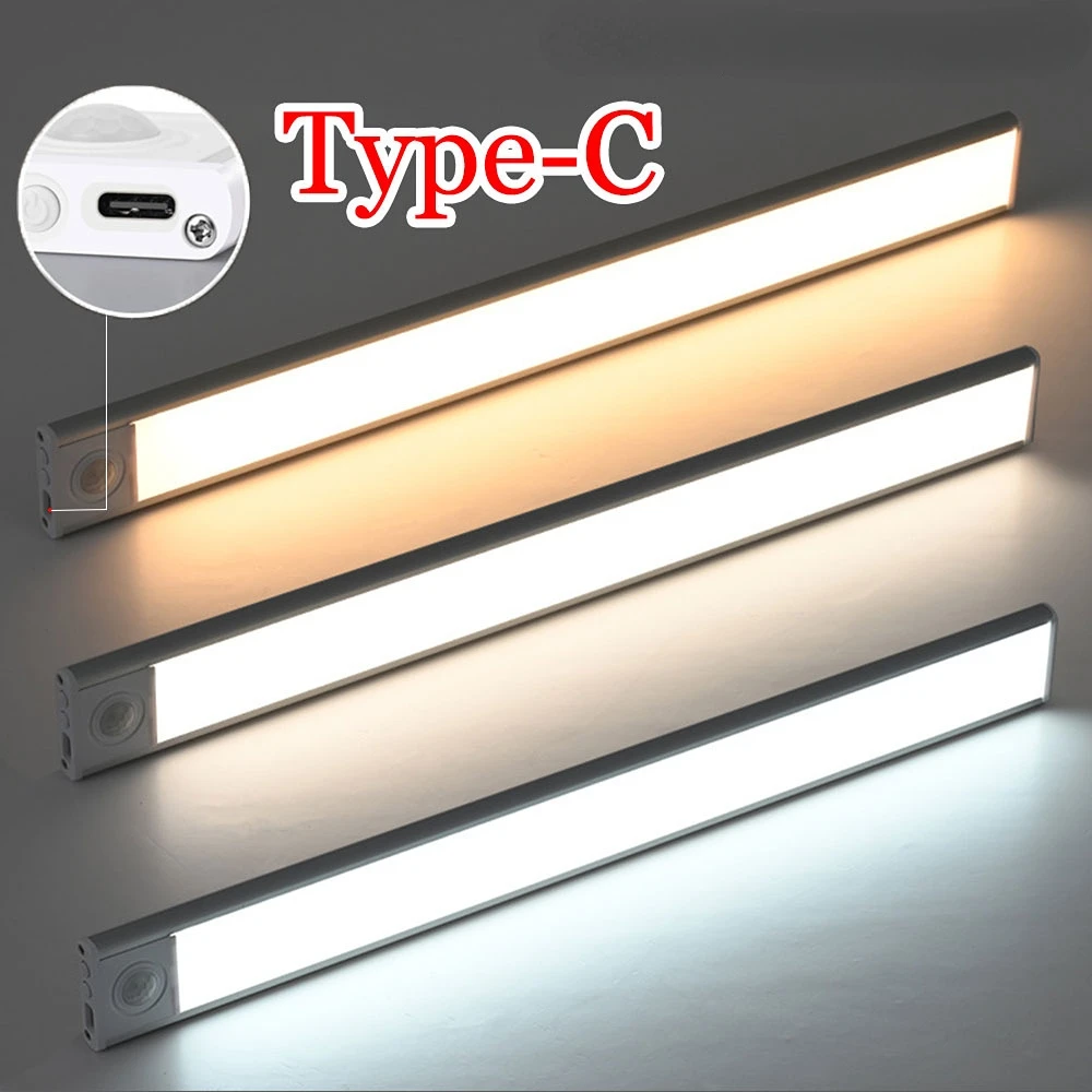 LED Night Light Tricolor 20/30/40CM Motion Sensor Ultra-thin Cabinet Lamp Corridor Porch Stairs Lighting Night Lamp