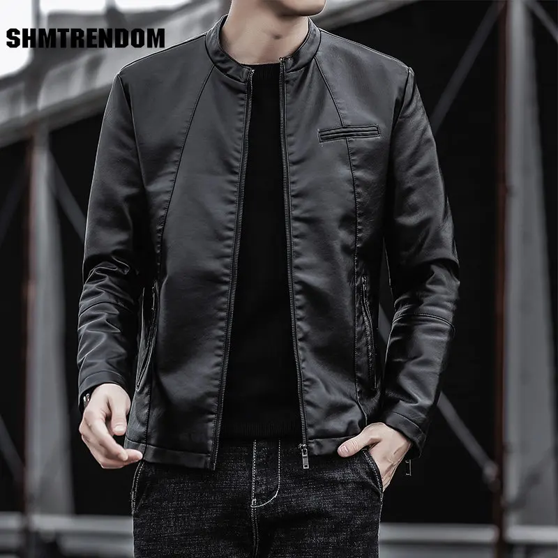 2023 Men Leather Jacket Men Slim Fit Short Coat Men Fashion Leather jacket Streetwear Casual Blazer Jackets Male Outerwear S-4XL