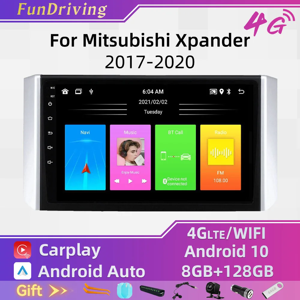 

For Mitsubishi Xpander 2017 - 2020 2 Din Android Car Navigation GPS Multimedia Player Head Unit with Frame Radio Carplay
