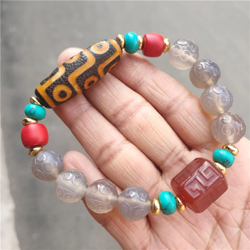 Ювелирные изделия из бусин Тибетский Ретро этнический стиль Dzi Агат булавка