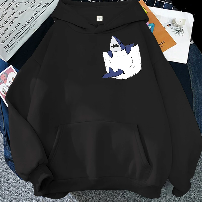 

Y2k Hoodie Pocket Shark Unisex Cotton Clothing Gothic Sweatshirt Feminine Kawaii Graphic Cartoon Top Punk Kpop Oversized Hoodie
