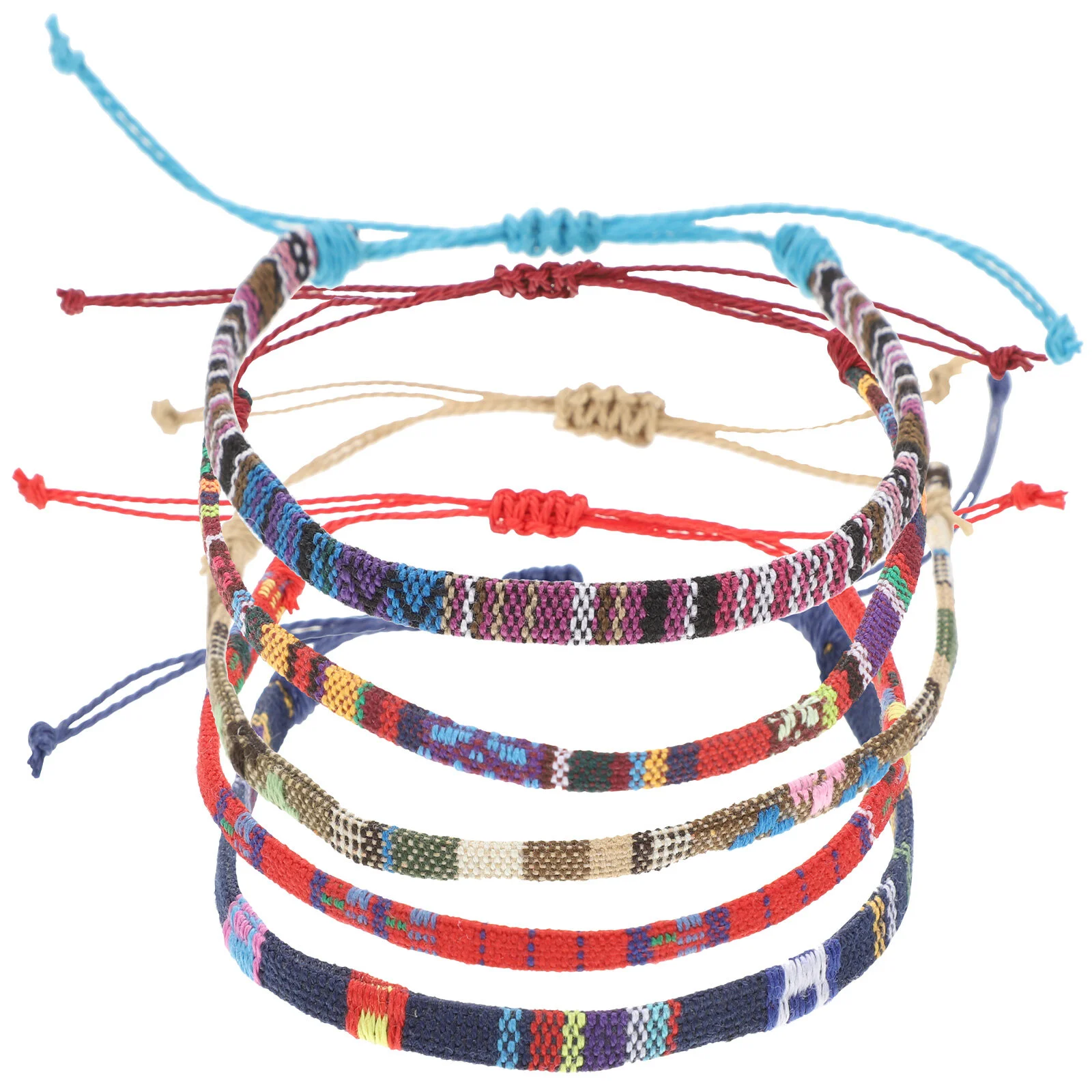 

5 шт., разноцветные плетеные браслеты из хлопка и льна