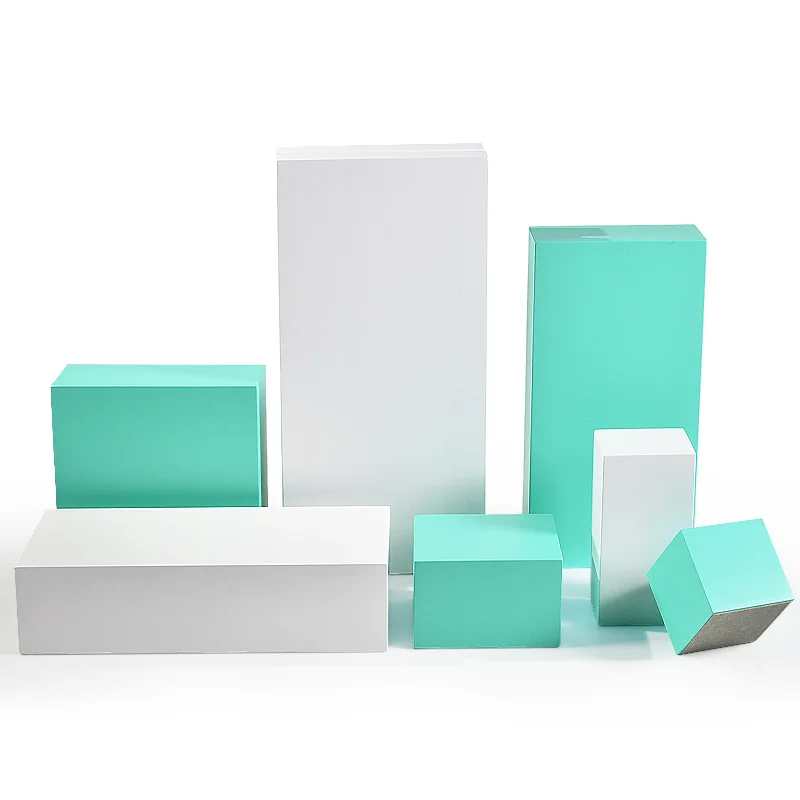 Tiff blue jewelry display stand wooden block paint props earrings necklace ring jewelry counter jewelry jewelry packaging box