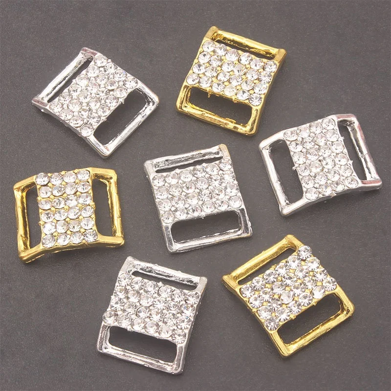 

20pc Metal Buckles with Rhinestone for Bikini Bra Decoration Diy Belt Rings Sewing Bag Accessories 15x12mm