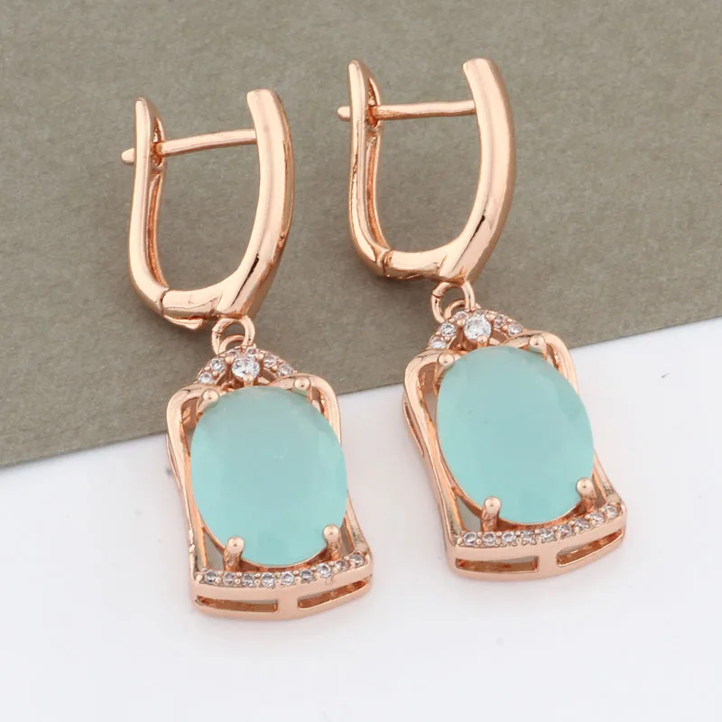 

New Unusual Earrings Dangle Earrings for Women 585 Rose Gold Color Natural Zircon Wedding Earrings Daily Jewelry