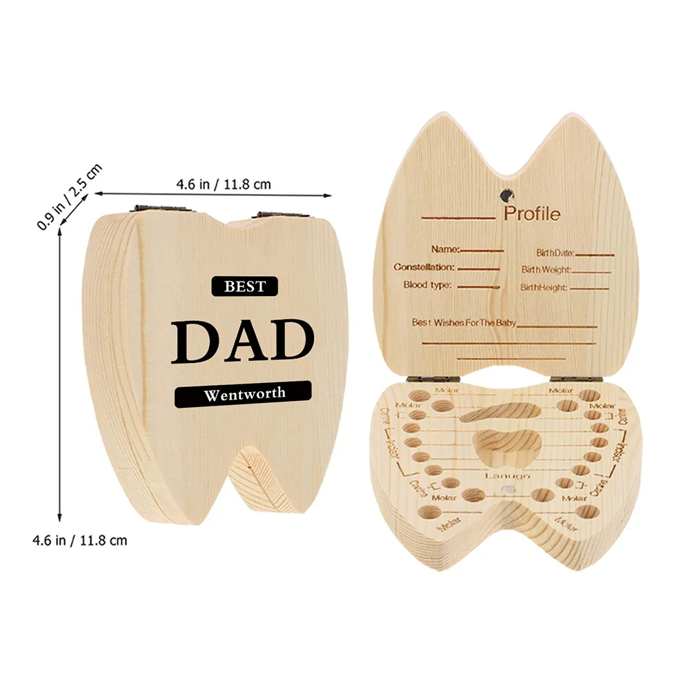 Индивидуальное имя деревянные лиственные зубы коробка на память держатель для