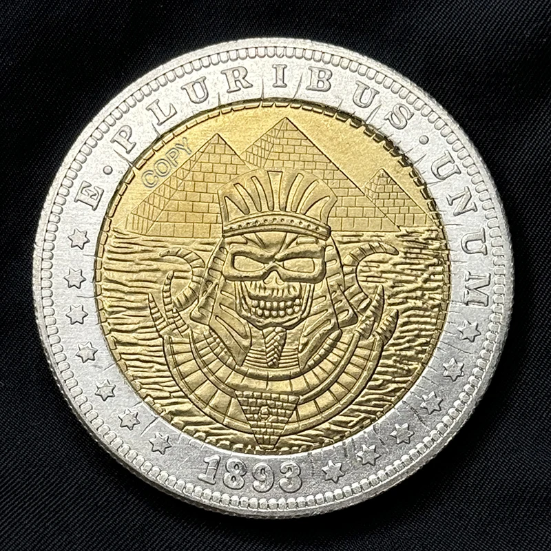 Памятная монета 1893 в виде египетской пирамиды, черепа, антикварной двухцветной копии, рельефная коллекция золотистого и серебристого цветов, праздничный подарок