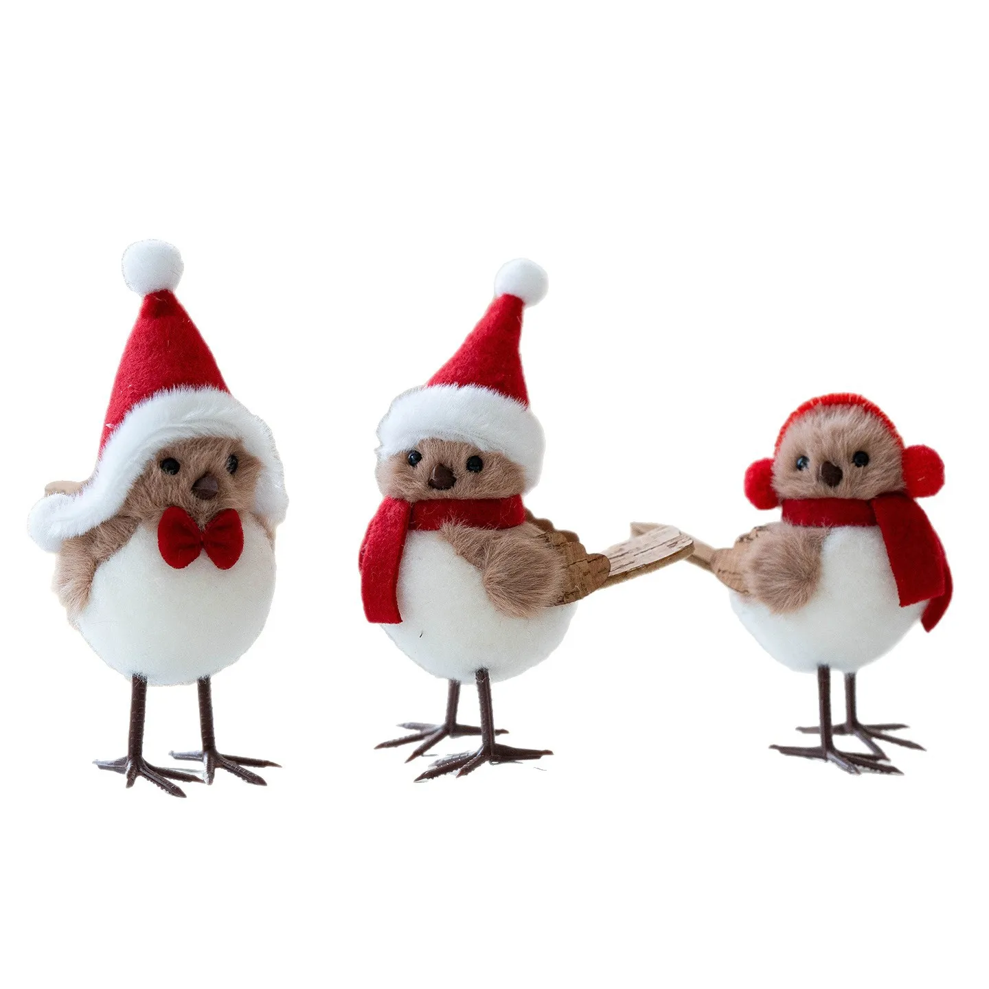 Рождественские фигурки птиц, плюшевые поддельные птицы, крошечные украшения в виде птиц на зиму, праздничное украшение для дома, сада, вечеринки, рабочего стола