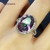 luxury ring for women 925 silver jewelry oval shape topaz zircon gemstone open finger rings wedding party ornaments wholesale