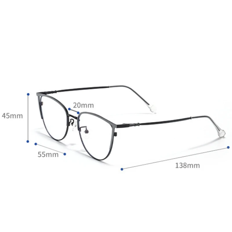 Модные металлические оправы кошачий глаз 2023 близорукость синие блокирующие очки