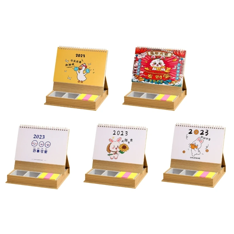 

Desk Storage for Case with Sticky Note 2023 Monthly Calendar Table Holder 2 Compartments Office Hold
