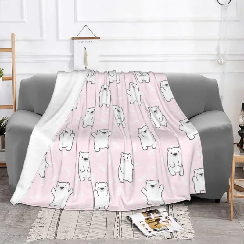 

Cute Cartoon Bear Animal Fleece Print Pink Breathable Ultra-Soft Throw Blanket For Bed Office Bedding Throws