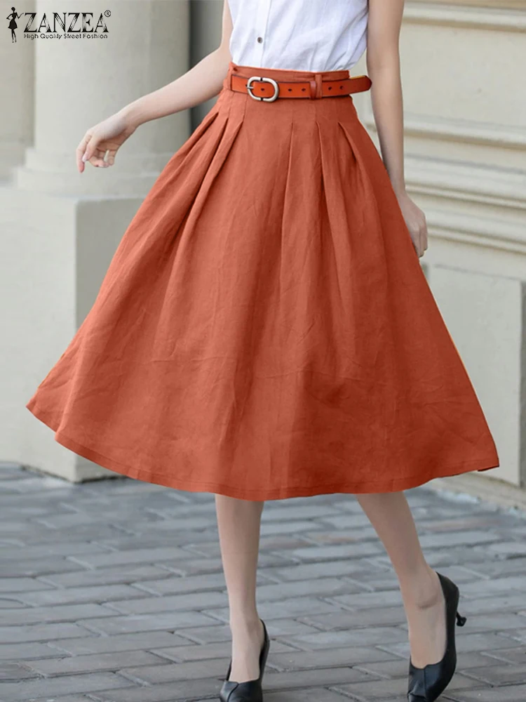 ZANZEA женские однотонные повседневные юбки трапециевидной формы Jupes 2024 корейская
